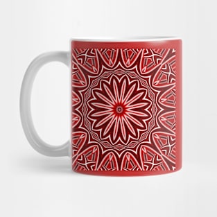 Red and White Daisy Mandala Pattern Mug